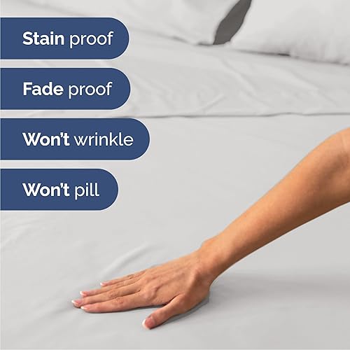 Miniatura 5 de Juego de sábanas de 4 piezas tamaño California King, cómodas, transpirables y refrescantes, sábanas de lujo de hotel para mujeres y hombres,