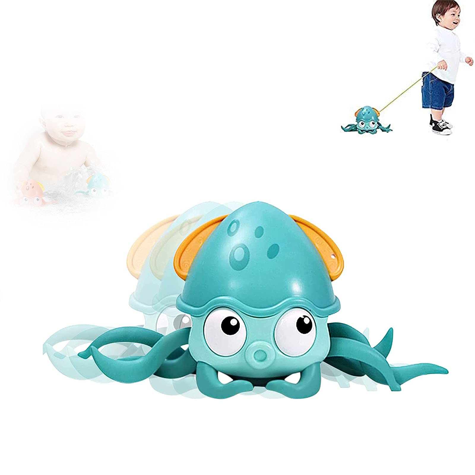 2021 New Floating Octopus Bath Toy, Octopus Wind Up Bath Toys, Clockwork Started Amphibious Swimming Toys, Cartoon Octopus Crawling Toy, Creative Pull Walking Toys (B)