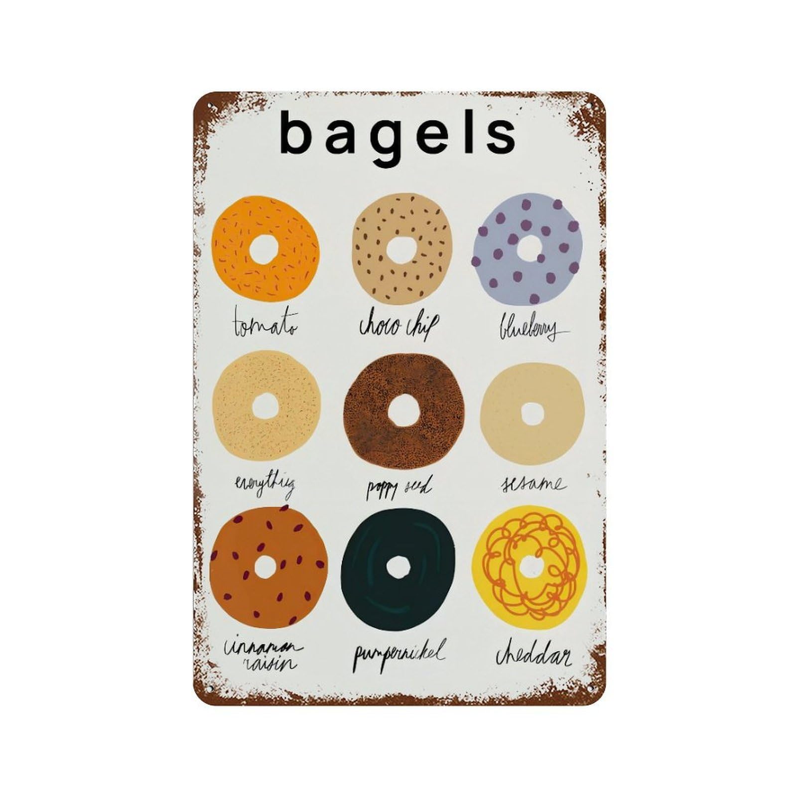 xiaoxiaoshen Bagels Trendy Print Wall Decor Art Metal Tin Poster Modern Home Decor Art Home Bar Shop Decorations Vintage Sign 30x20cm