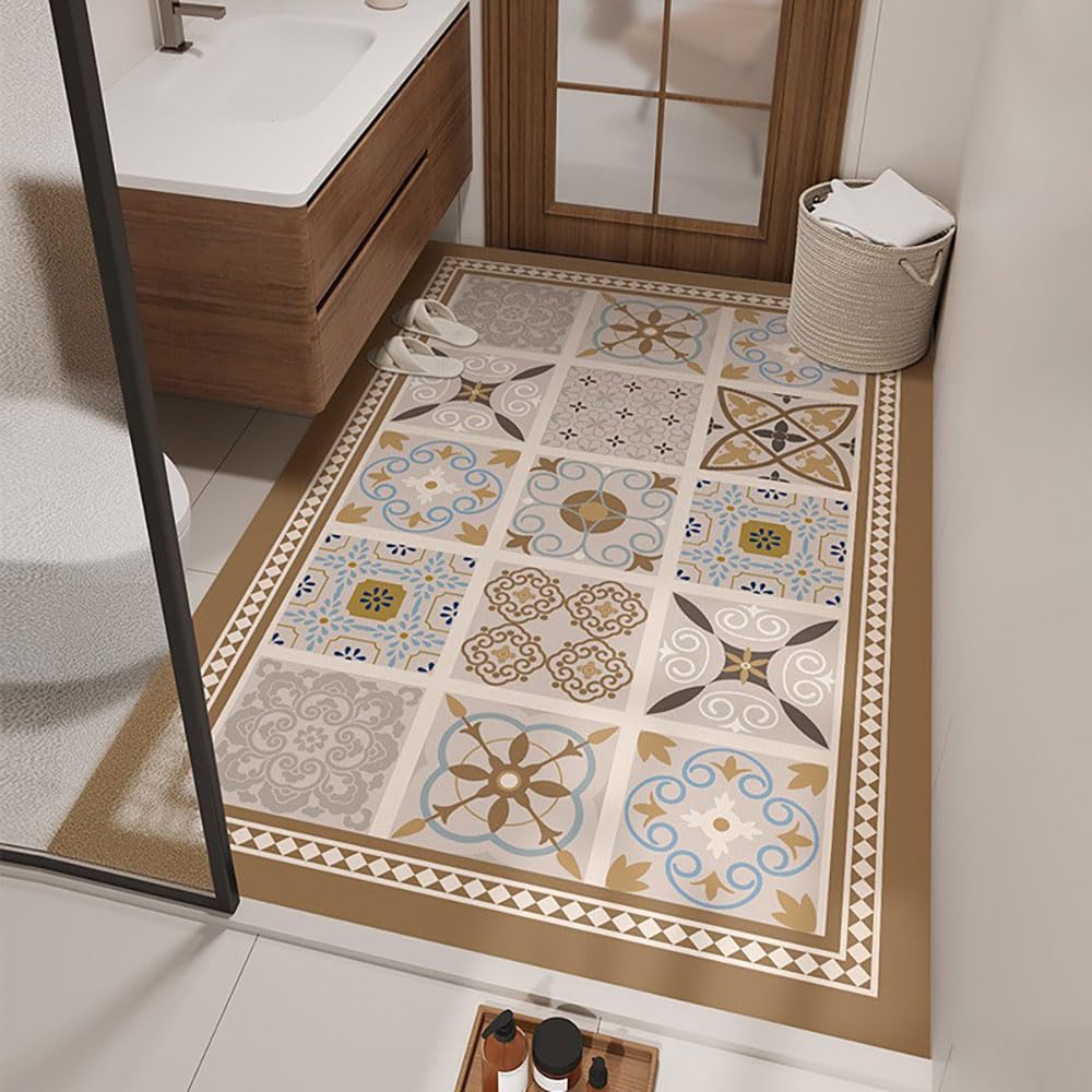 Lukery Alfombra de Diatomita Baño Extra Grande Alfombrilla de Baño, Antideslizantes Lavables Absorbente Alfombra para Bañera, Ducha, Cuarto de Cocina (Retro,140x200cm)