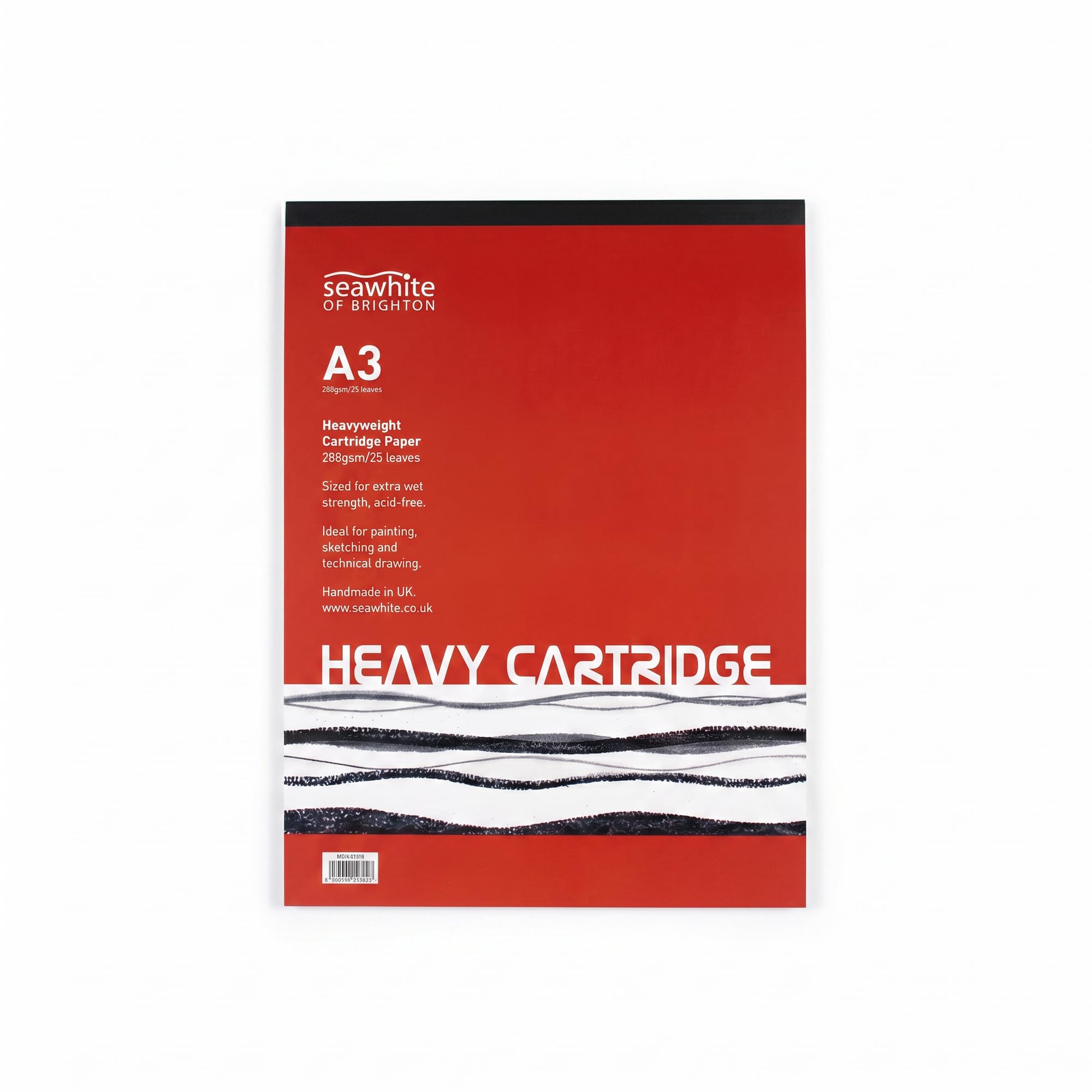 Seawhite White Sea Of Brighton A3 Heavy Cartridge Paper Pad – 220Gsm Drawing Paper For Sketching, Illustration & Mixed Media – Strong Art Pad For Artists, Students & Classroom Use