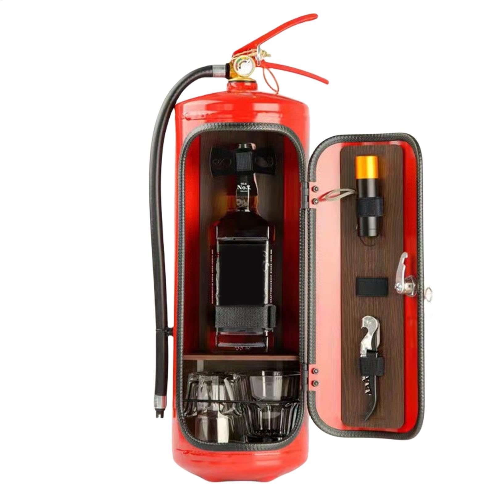 estintore bar, estintore bar Whisky Cabinet, Artigianato metallo bar, contenitore portatile per conservare bevande e snack