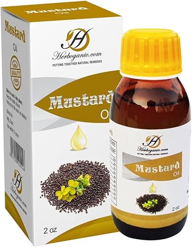 HERBOGANIC Aceite de mostaza Herboro (2 onzas), aceite puro, aceite de semilla de mostaza refinado para cabello, masaje de piel y articulaciones HERBOGANIC Aceite de mostaza Herboro (2 onzas), aceite puro, aceite de semilla de mostaza refinado para cabello, masaje de piel y articulaciones