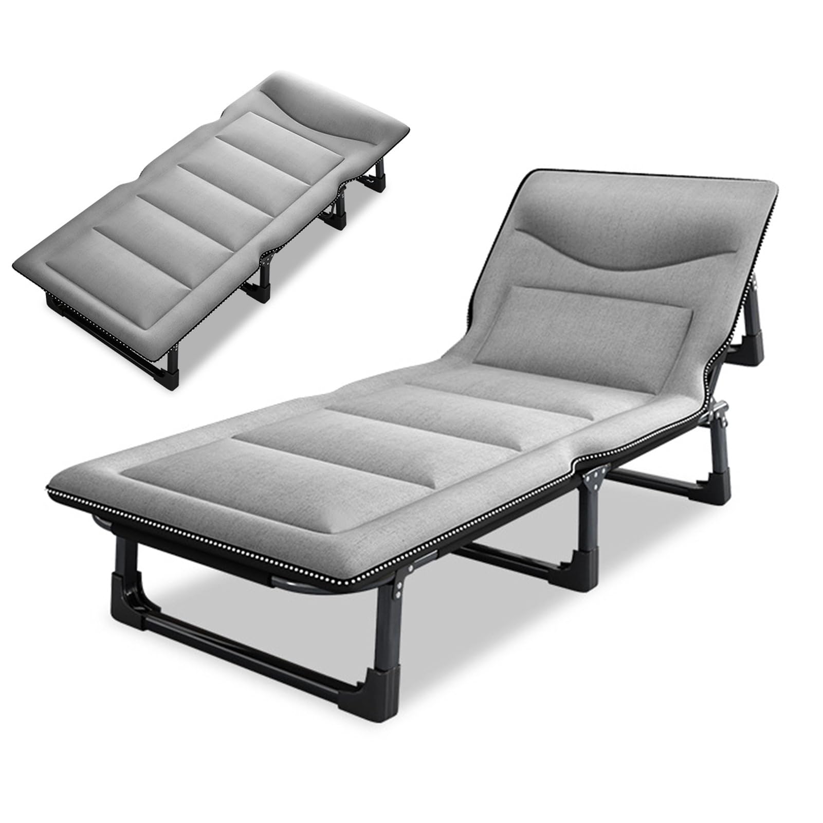 Letti da Campeggio Pieghevoli per Adulti, Heavy Duty Robust Camp Bed 320lbs capacità di carico, Stronge Tubes Spessore Lettino da Letto, per Viaggi/Ufficio/all'aperto