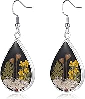 Handmade Forget-Me-Not & Queen Anne's Lace Pressed Wildflower Drop Earrings | Unique Dangle Earrings Gift for Women