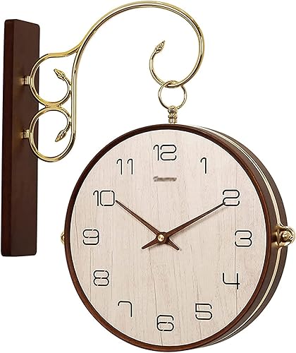 OYhmc Reloj de pared - Reloj de pared de madera de 11 pulgadas - Reloj de pared de doble cara para decoración de interiores, reloj de pared de