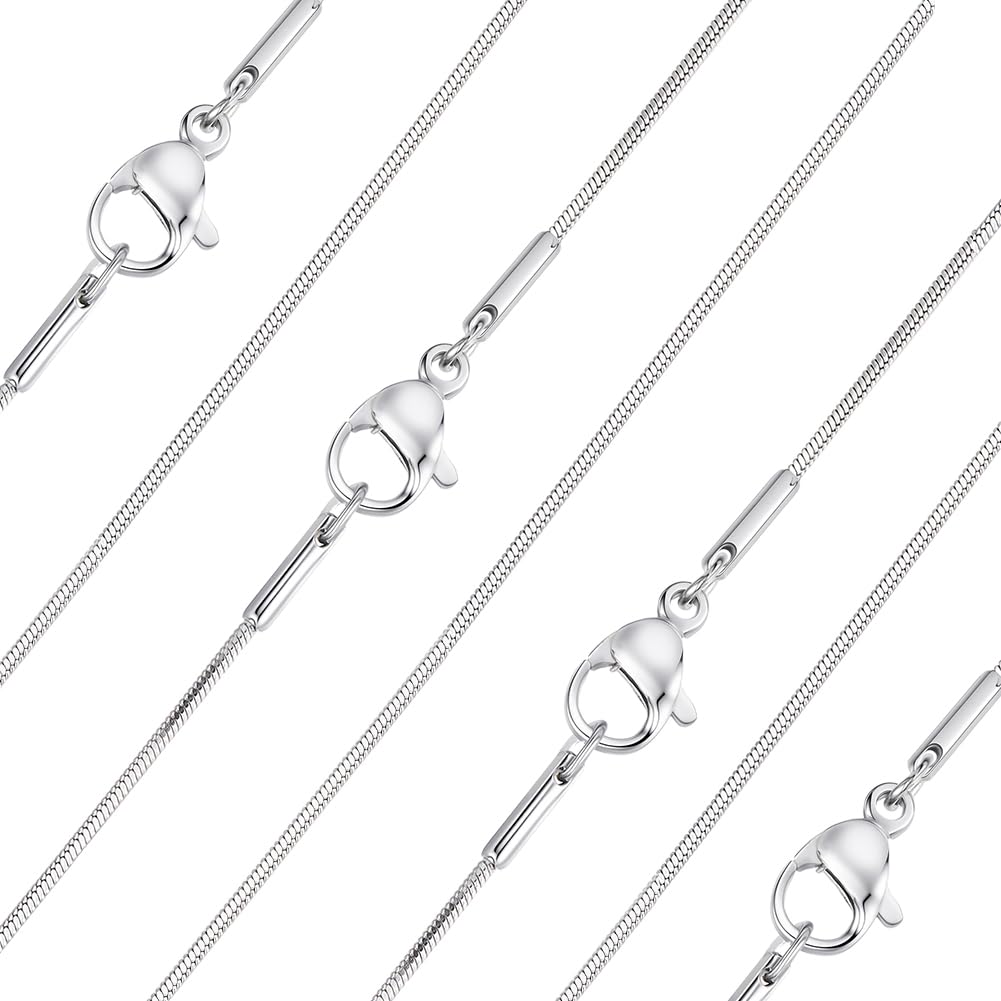 Beebeecraft 1 Box 10Pcs Stainless Steel Thin Chain Necklace 17.7 Inch Long 0.9mm Thin Silver Snake Chain Necklace with Lobster Clasps for Adding a Pendant Men and Women Choker Jewellery Gift โ image 1