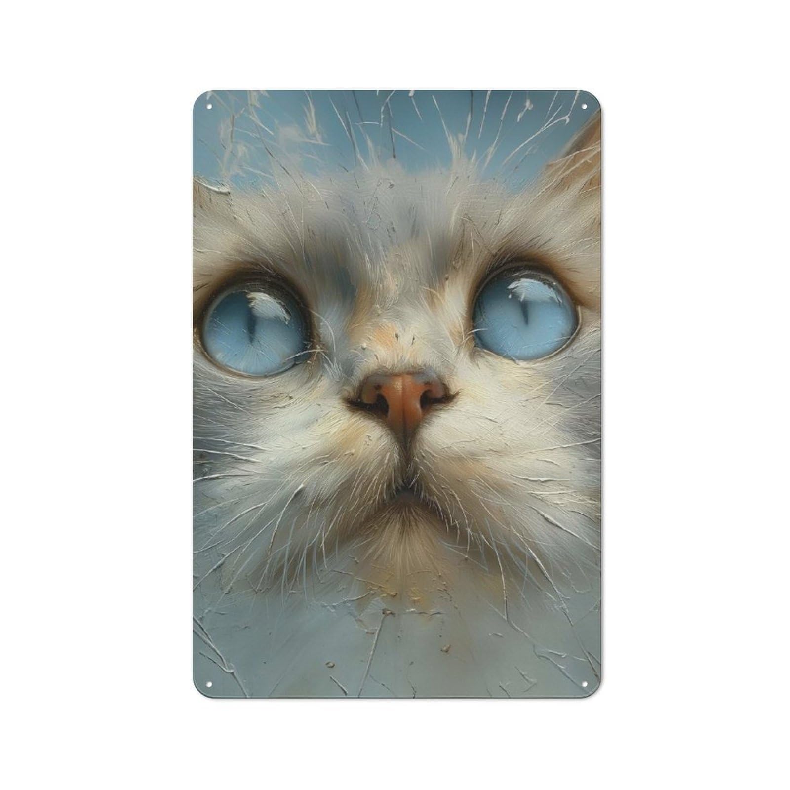 Junmoney Cat Painted Tin Wall Plaque 30X20cm With For Hobby Room Or Studio, For Home Interiors, Feature Walls And Decorative Displays