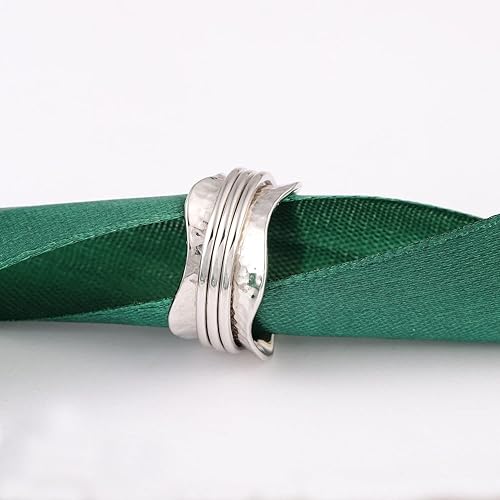 Miniatura 3 de Anillo de ansiedad de plata de ley 925 con cuentas, anillos giratorios para mujeres, anillos de ansiedad para la preocupación
