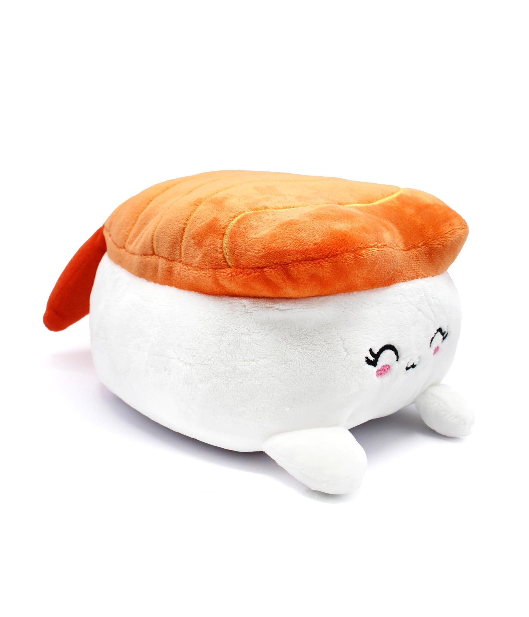 Joytoy - Plushi Nigiri Sushi with Shrimp (Embroidered) Plush - Size 20 cm, White, Orange, Pink, Black