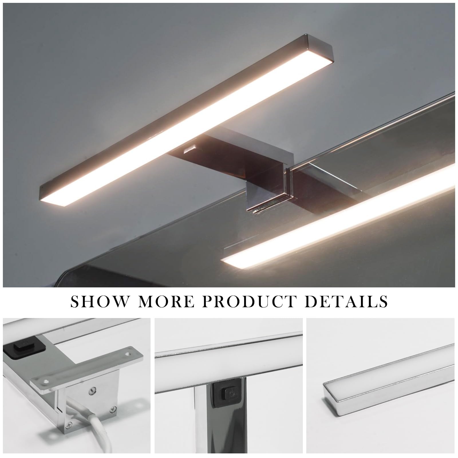 DEELUX Lampe Miroir LED Salle de Bain Avec Interrupteur, 30CM 500LM 5W Luminaire Salle de Bain 6000K Blanc Froid 230V, Applique Salle Bain Murale 230V éclairage de salle de bain IP44 étanche