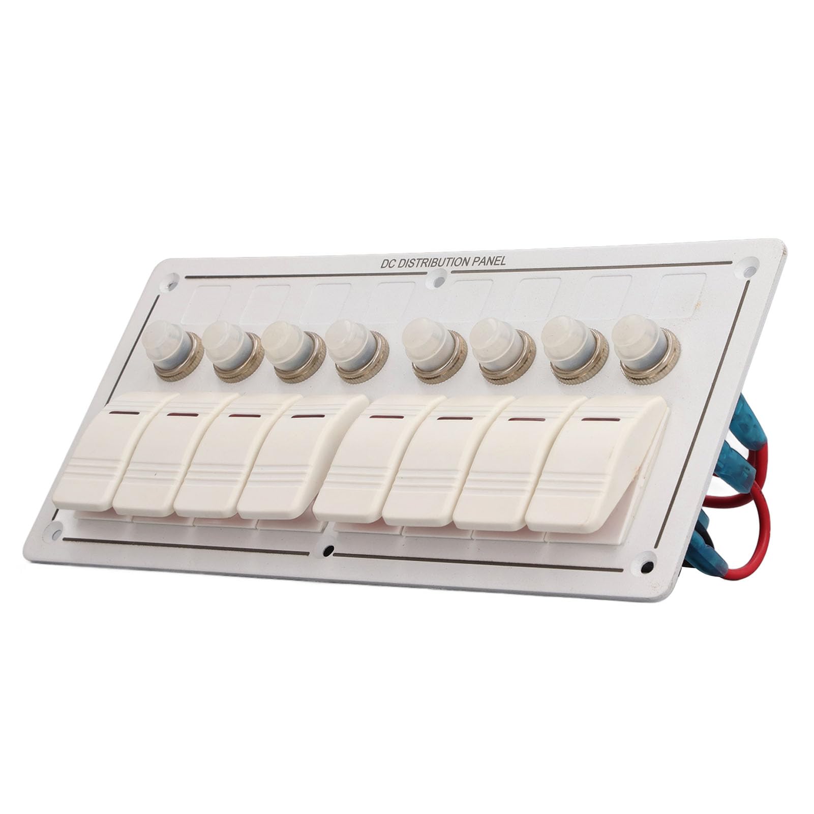 Pre Wired Toggle Switch Panel 8 Gang Toggle Switch Panel Aluminium Housing Bracket Switch Panel with Overload Protector and Red LED for Marine RV Car Boat Vehicle