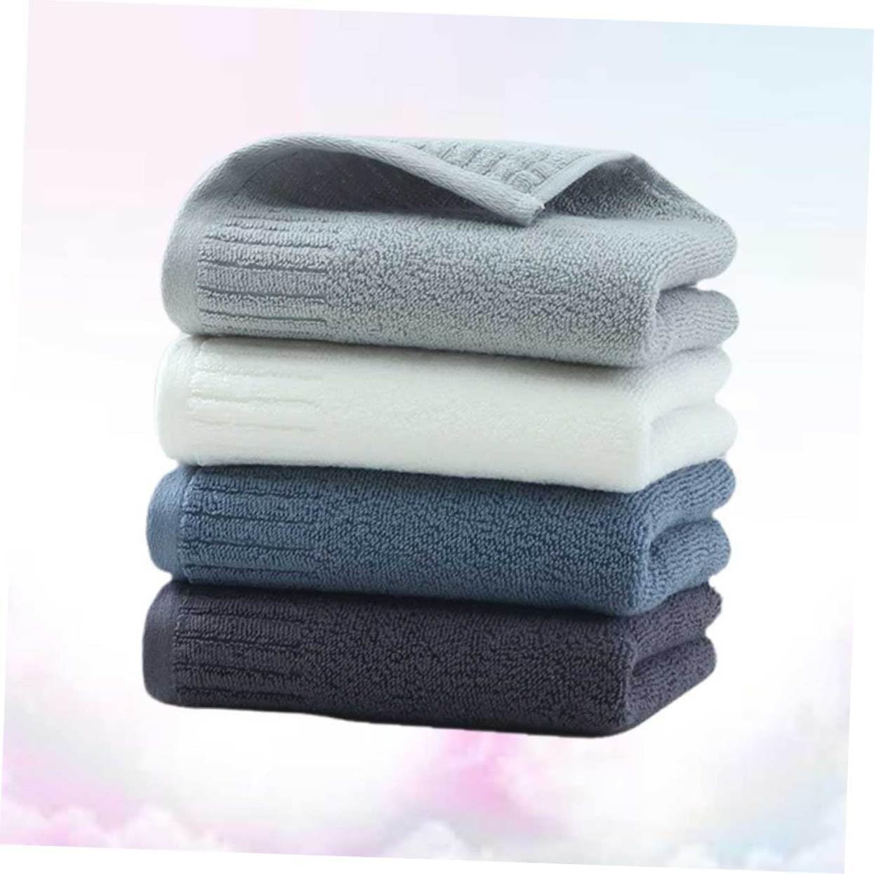 4pcs Thicken Cotton Facial Towels Solid Color Washcloths for Bathroom Kitchen Washroom Dark Grey Grey Skin-Friendly Highly Absorbent