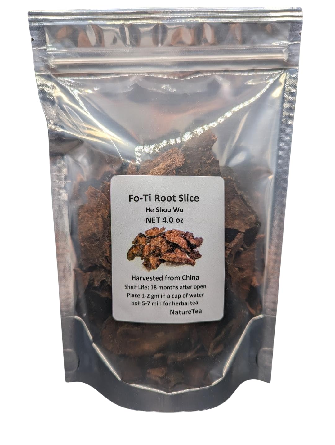 Nature Tea Fo-Ti Root Slice, He Shou Wu - Polygonum multiflorum Loose Root Slice (4 oz)