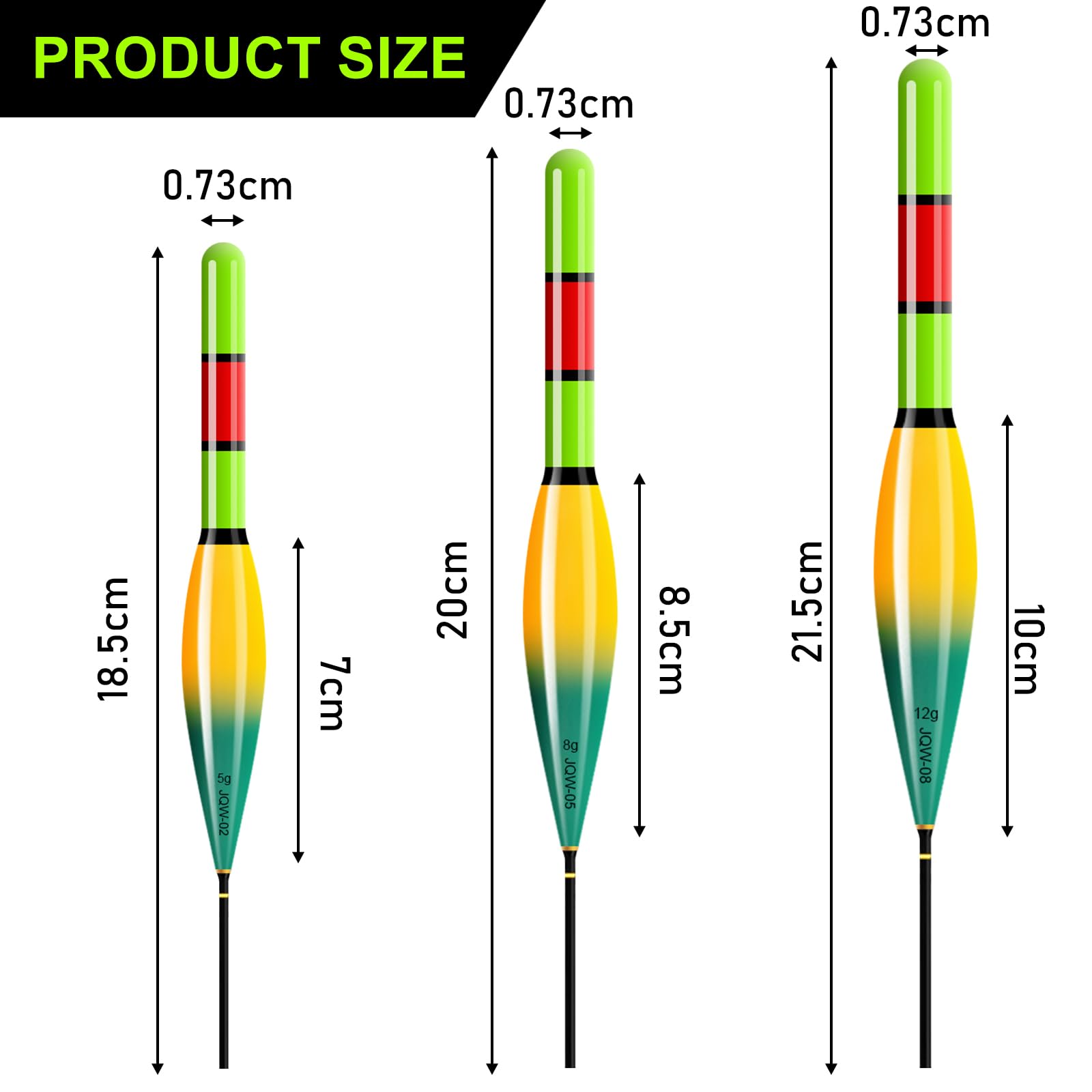 GAOUTO Lot de 3 flotteurs de pêche LED avec batterie CR425