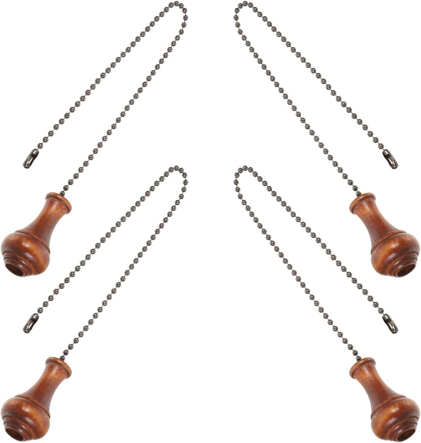 4pcs Wooden Ceiling Fan Pull Chain Extender, Vintage Brown 12.6 Inch