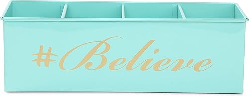 DUDKI - Organizador de escritorio para regalo para el hogar, 4 compartimentos, soporte decorativo para lápices, kit de tocador, caja de maquillaje,