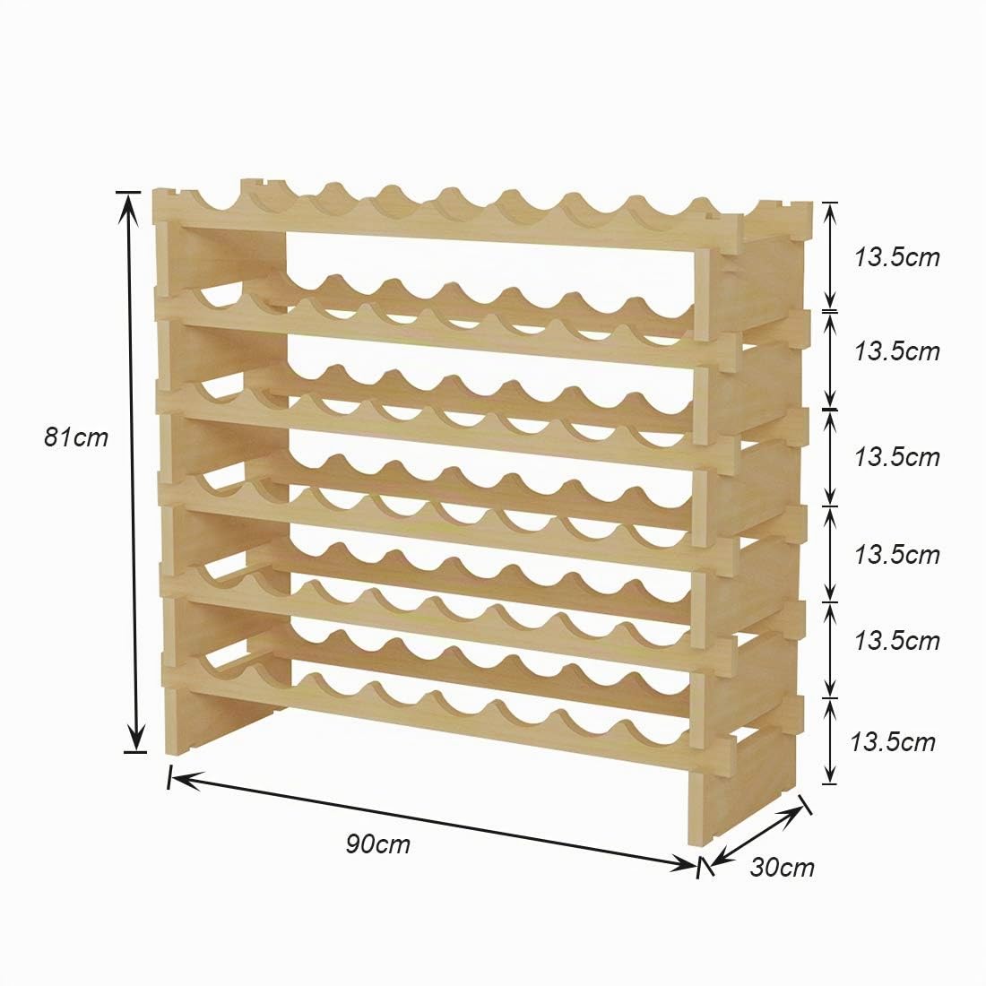 sogesfurniture Weinregal Flaschenregal mit 6 Ebenen für 48 Flaschen Wein Holzregal Weinhalter Weinständer Flaschenständer für Küche, Esszimmer, Bar, 90x30x81cm, BHEU-BY-WS6848M