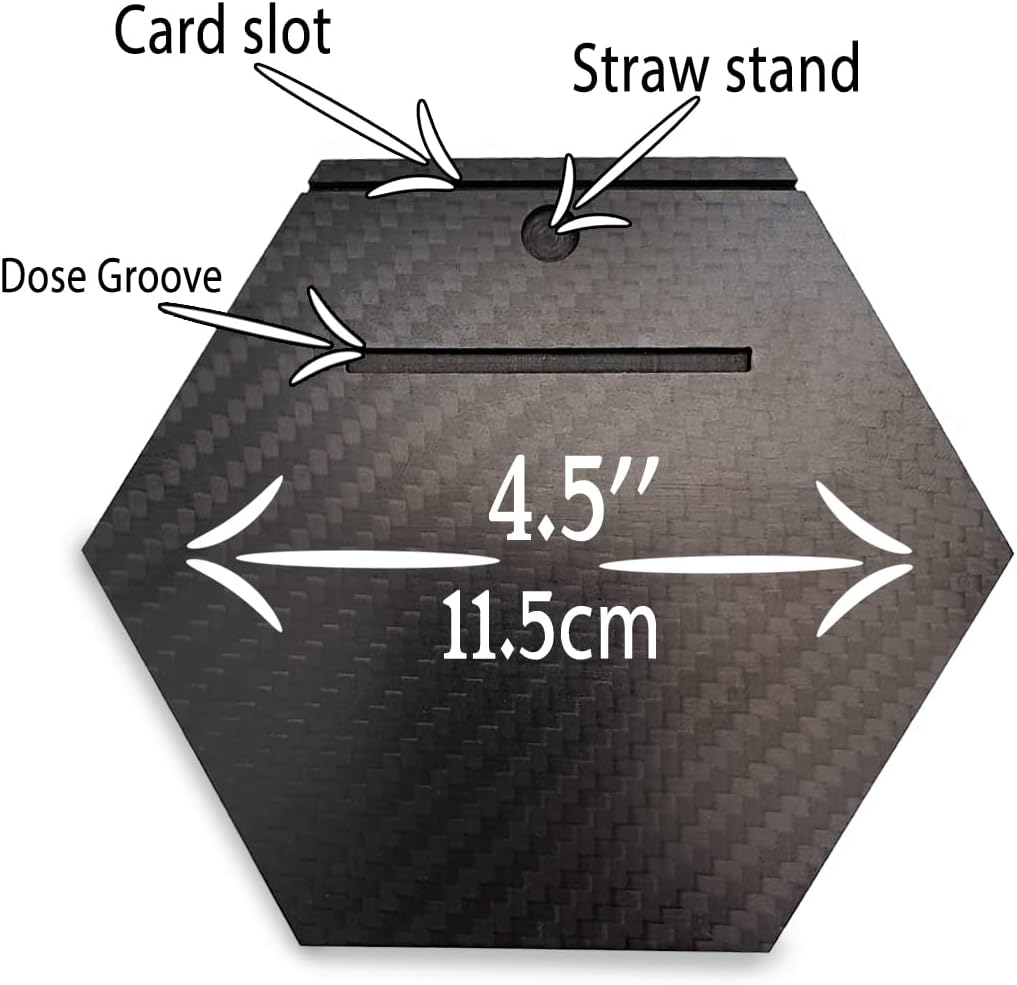 Carbon Fiber Mini Plate Set with Heated Base, Card and Mini Tube, 3K Twill Carbon Fiber Tray Kit, Compact Presentation Plate, White Print