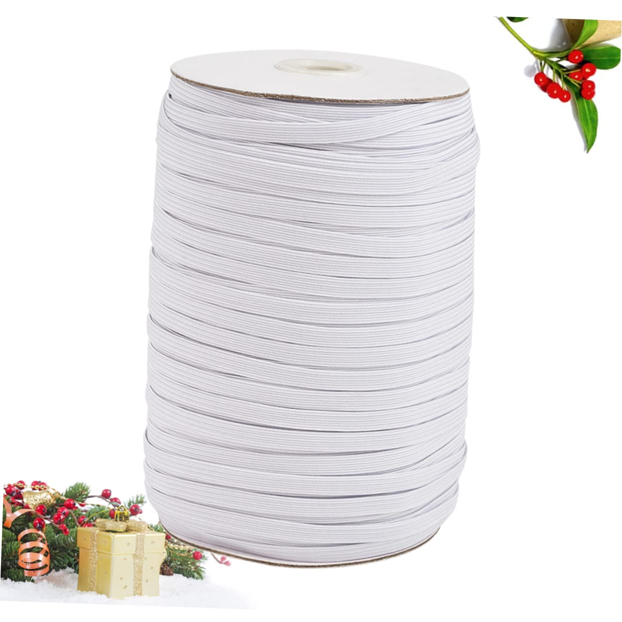 NUOBESTY 1rotolo Nastro Elastico Piatto Bianco per Cucito Decorazioni e Accessori per Abbigliamento Materiale Resistente per Creazioni Fai da Te e Imballaggio