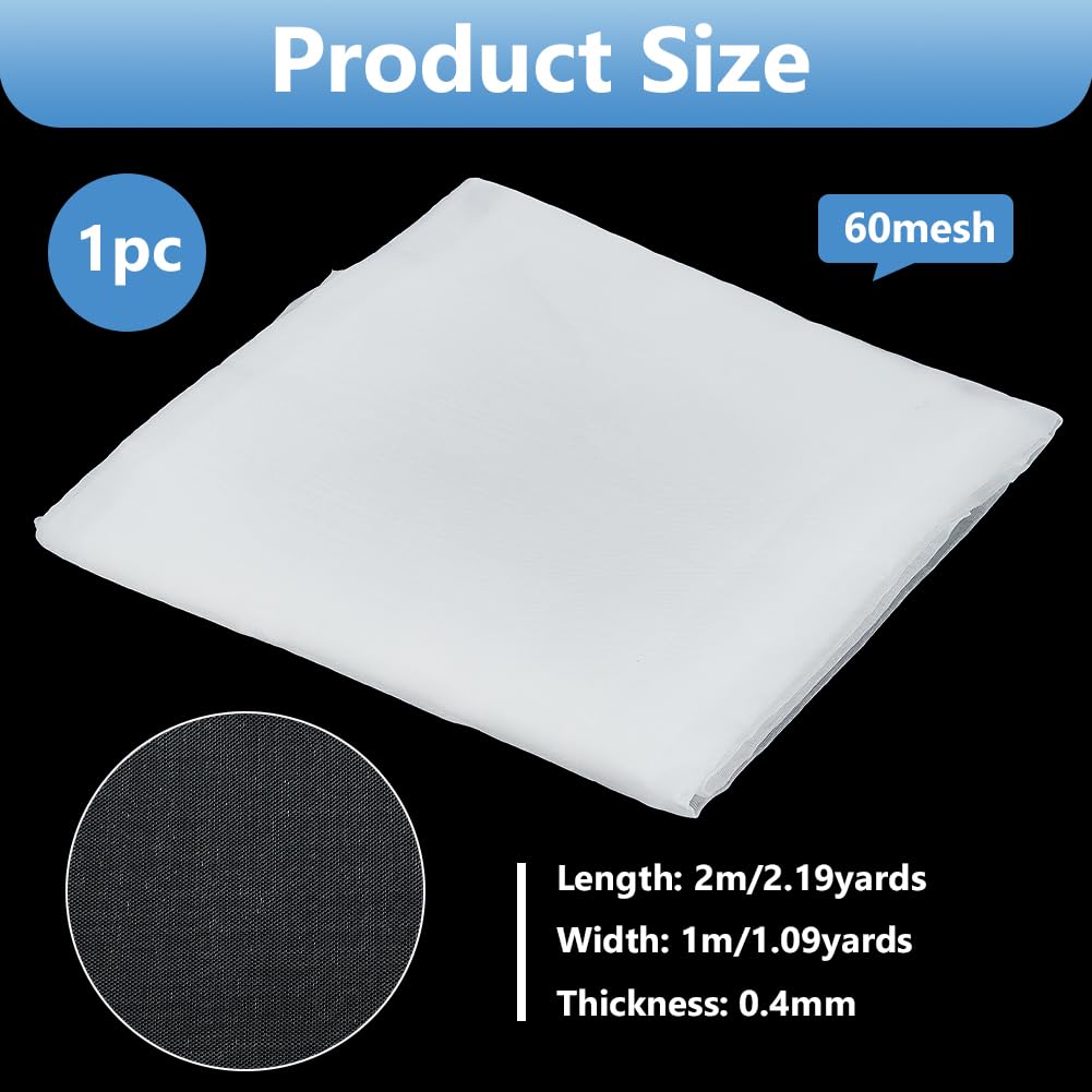 BENECREAT Filtro A Maglie di Nylon Bianco Da 100x200cm, 60 maglia Riutilizzabile Filtro Acqua Maglia Filtro Fine Resistente Al Calore per Vernice, Birra Fatta In Casa, 0.1mm di Spessore