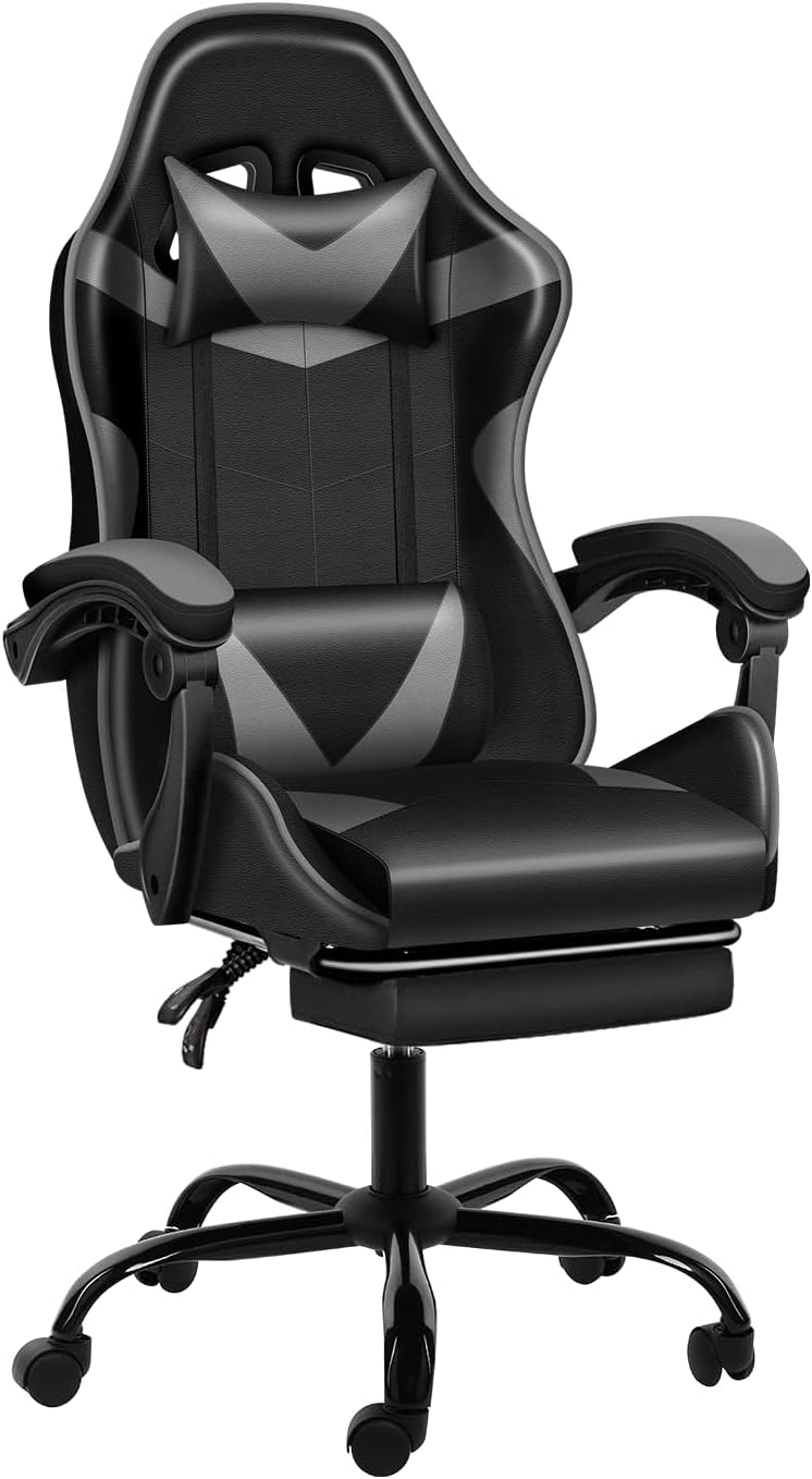 YSSOA Gaming Chair with Footrest, Big and Tall Gamer Chair, Racing Style Adjustable Swivel Office Chair, Ergonomic Video Game Chairs with Headrest and Lumbar Support