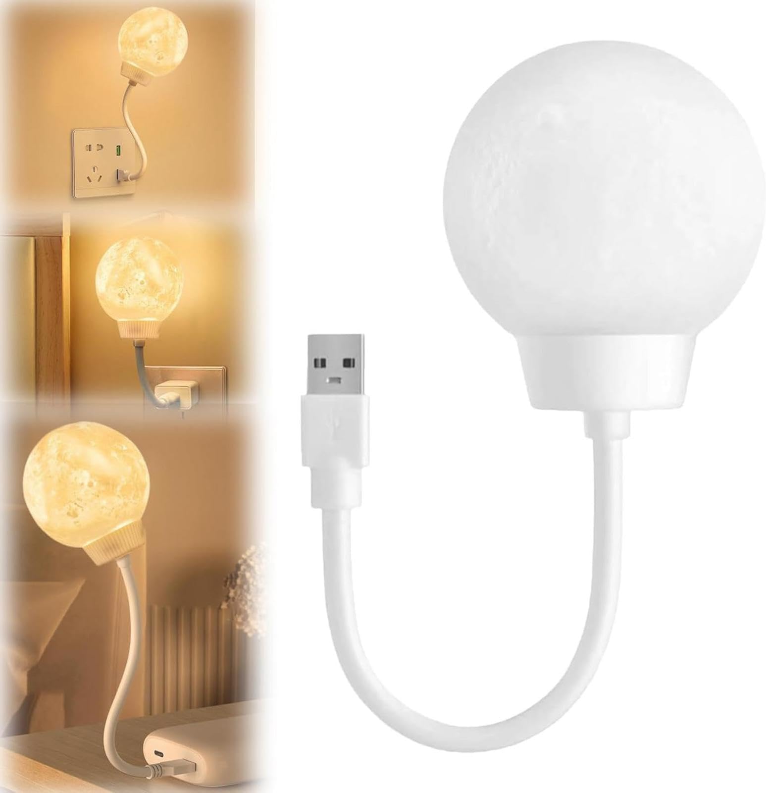 Moon LED Lamp Nightlight Desk USB Powered | Voice Activated Lights | 10 Inch Moon Light with 3 Timers and 3 Color Dimmable | 3D Printing Moon Night Lamp for Bedroom Bedside Decoration
