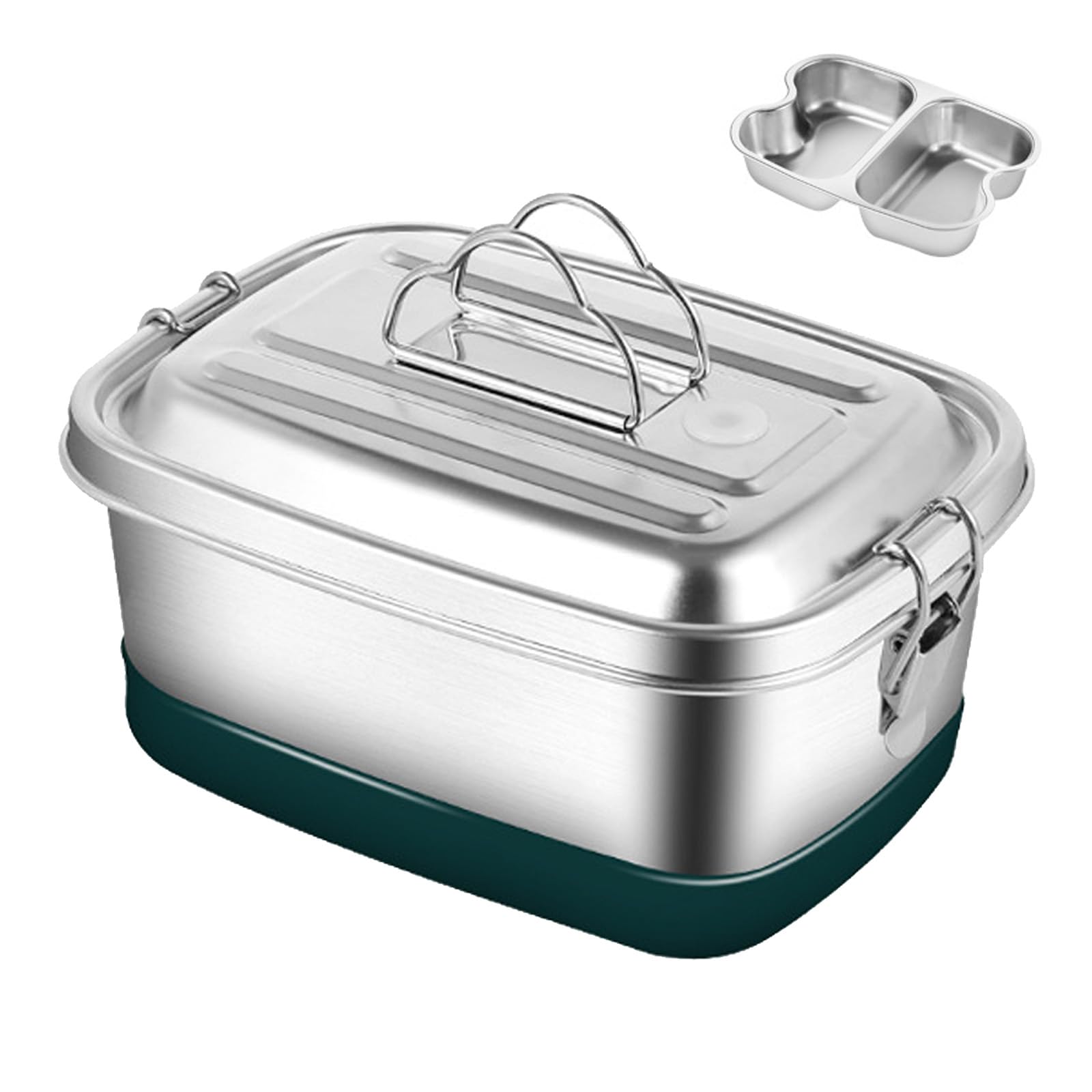 Tragbarer Edelstahl-Lunchbehälter, doppellagig, mit Fächern, Bentos-Box für Büro, Schule oder Reisen, tragbare Bentos-Box für Kinder