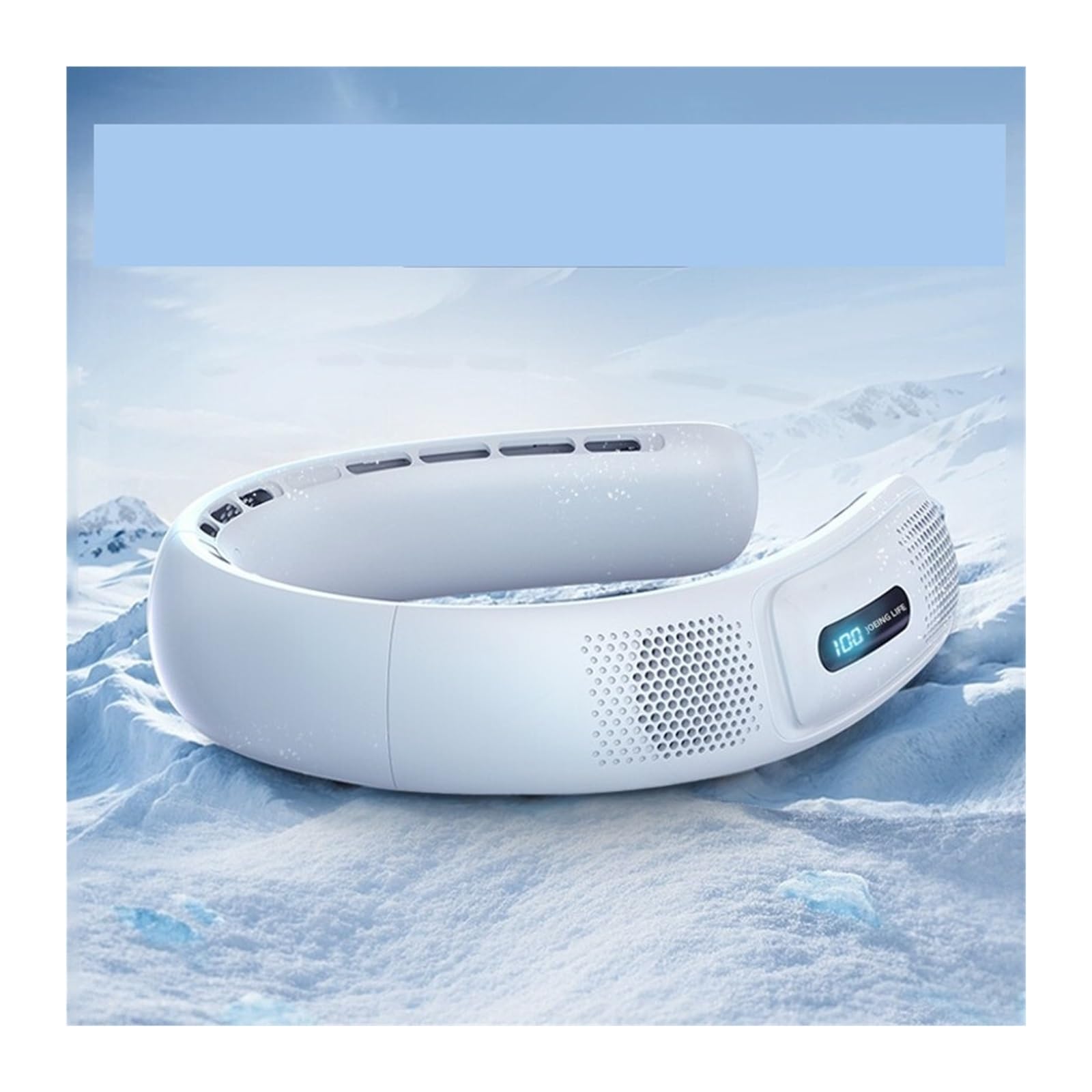 Generico Ventilatore Da Collo USB Portatile Con Display Digitale Silenzioso | Ufficio, viaggio, palestra, schermo digitale, 4000mAh(White)
