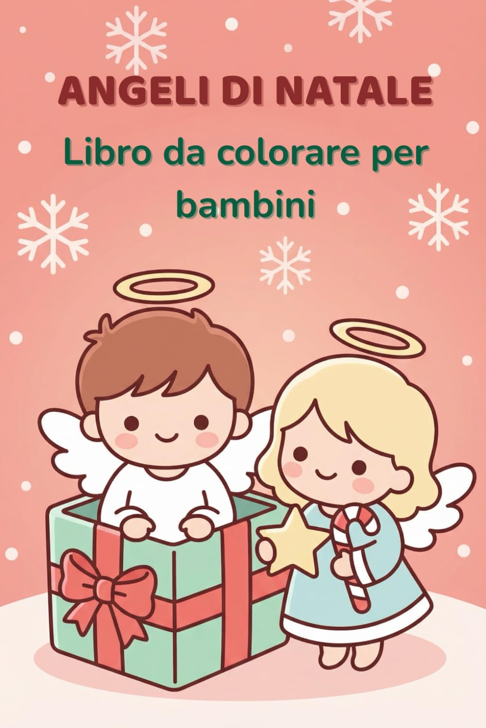 Libro da Colorare di Angeli di Natale per Bambini: 20 Disegni di Angeli di Natale Semplici e Carini per Bambini dai 4 agli 8 Anni