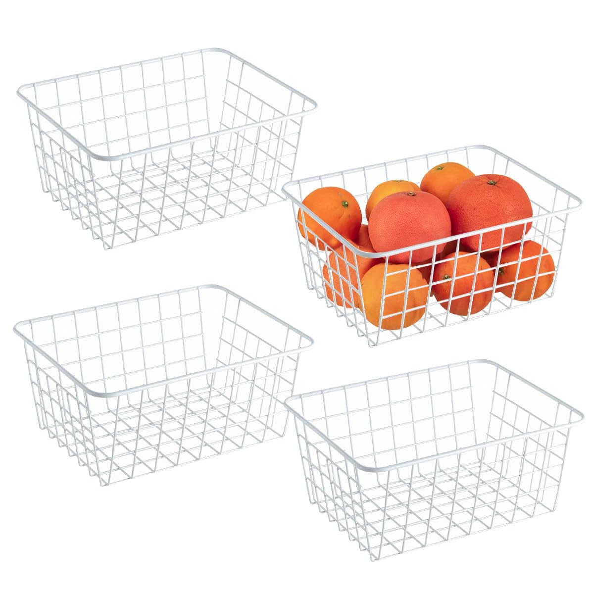 Amazon.com - LOSYHU 4 Pack White Wire Baskets for Organizing