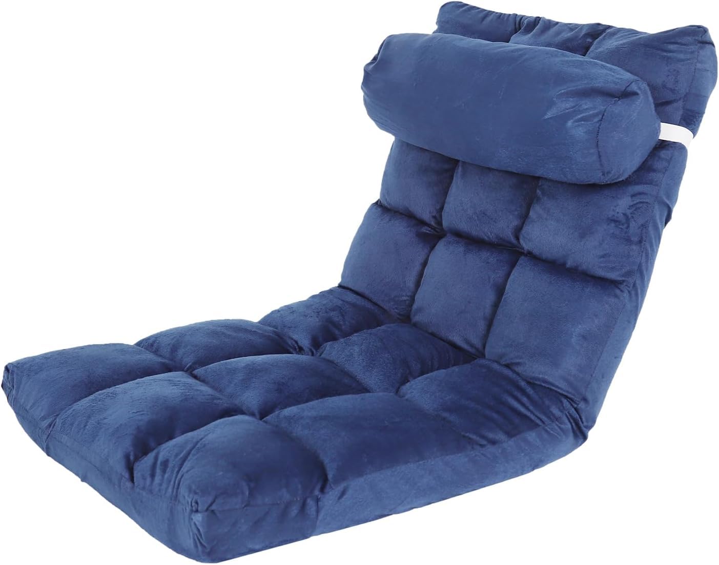 SAPPHIRE Adjustable Folding Chair with 6 Reclining Position | Comfy Floor Chair Sofa Bed with Pillow | Convertible Single Futon Lounger for Home, Office & Gaming (Navy)