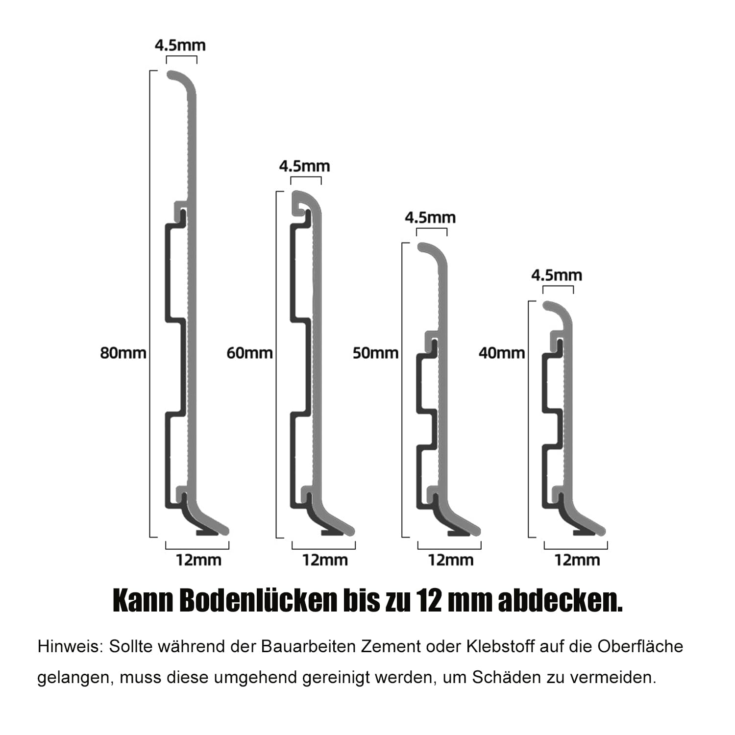 Rodapié de aluminio blanco de alta calidad de 80 mm, 15 unidades, para sala de estar, dormitorio, cocina y cine en casa, fácil de instalar