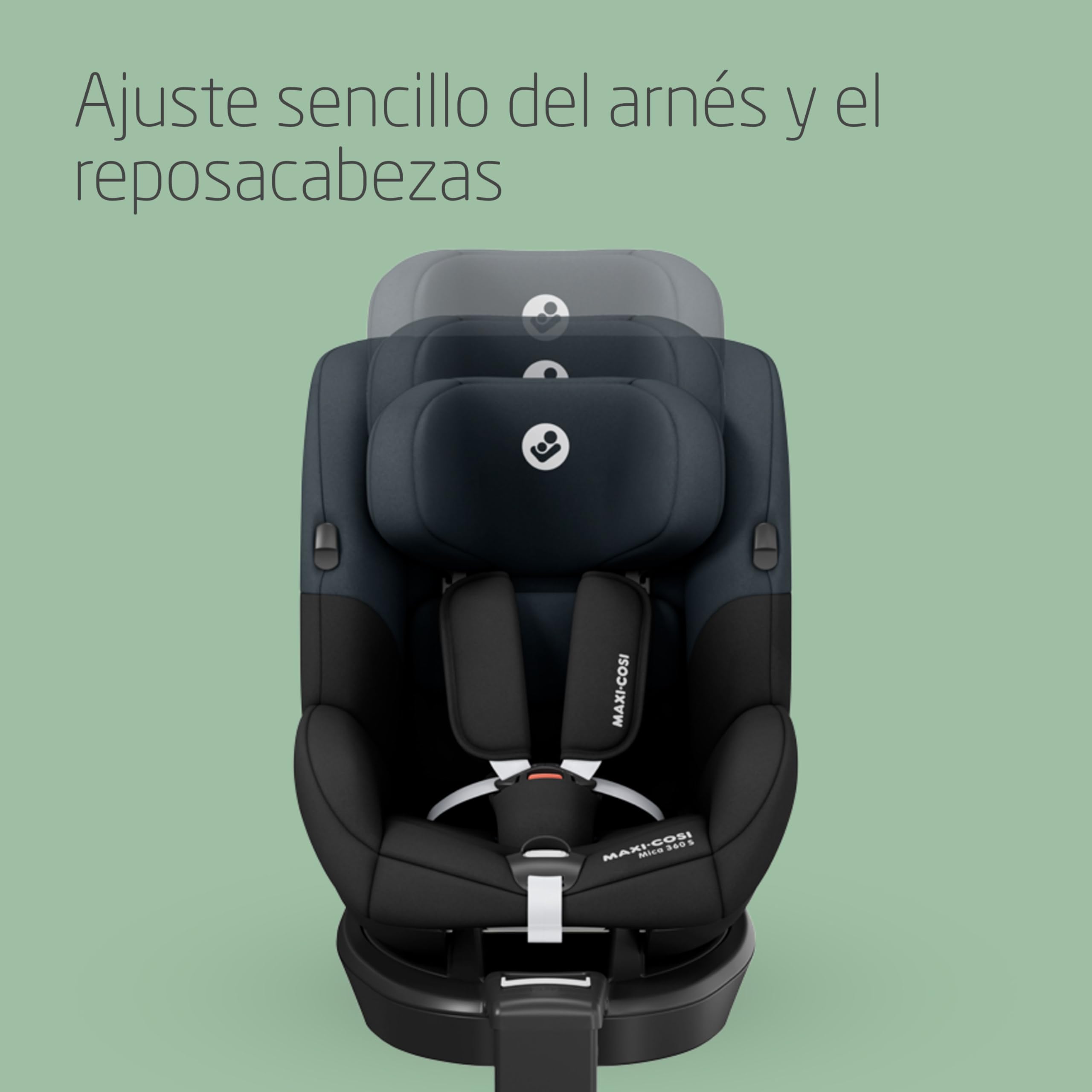 Maxi-Cosi Mica 360 S, Silla Coche 360 Giratoria, ISOFIX, 3M-4A(61-105 cm), Silla Coche Bebé i-Size, Giro FlexiSpin, 5 Posiciones Reclinación, Protección G-CELL, Arnés Fácil Poner, Tonal Black