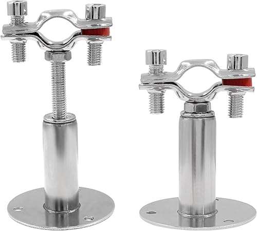 Miniatura 2 de Hitefu Soporte de tubo de techo de acero inoxidable 304 de 12 pulgada con tornillos, kit de soporte de abrazadera de montaje en techo ajustable para