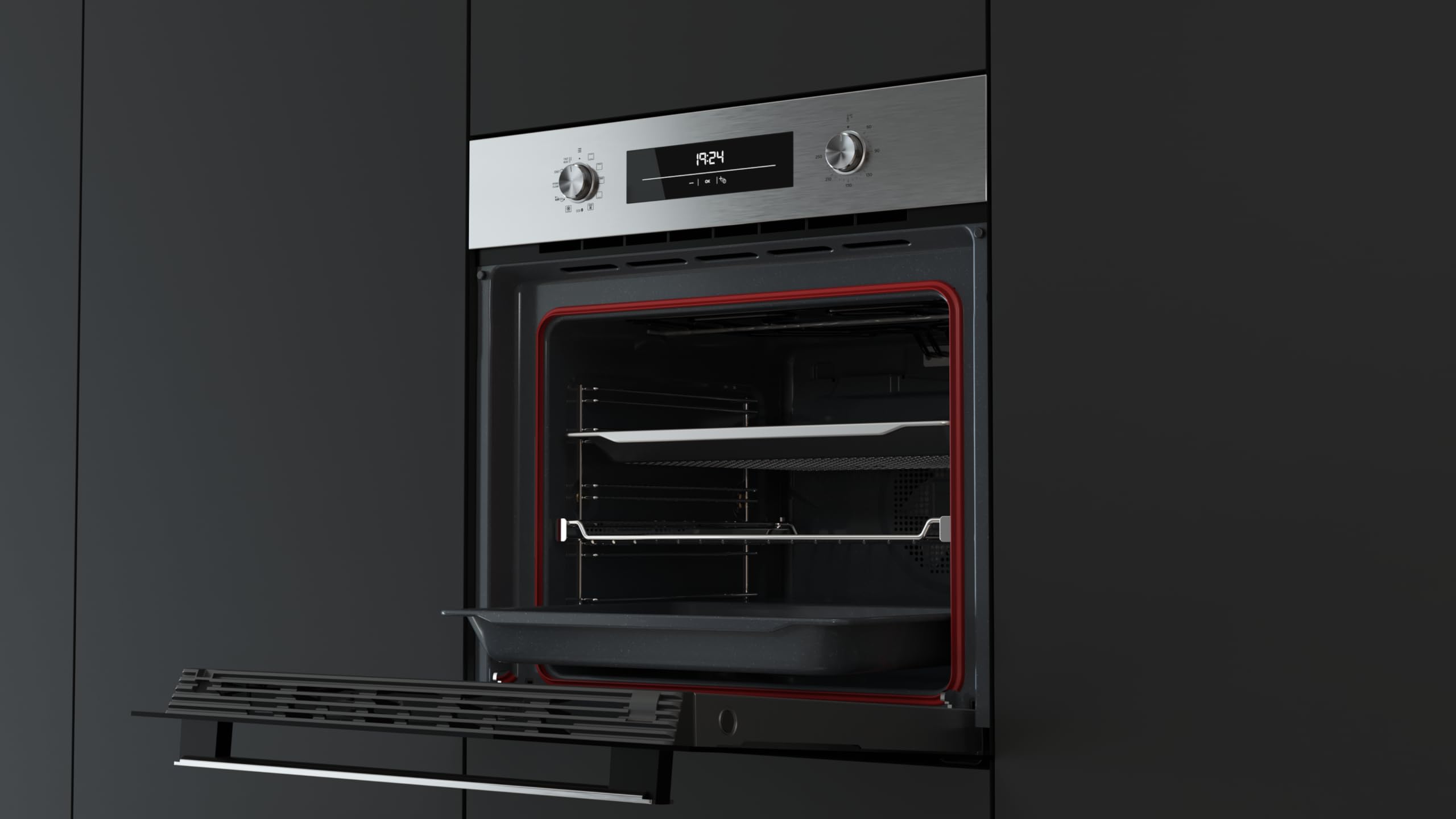 TEKA Horno Multifunción Airfry, Sistema HydroClean, 9 Funciones, 71L, Guías Telescópicas, Modelo NEO HSB 6466
