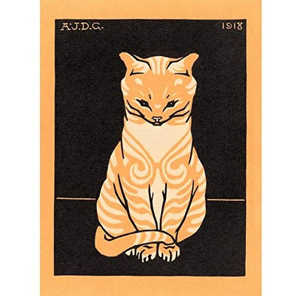 Wee Blue Coo Sitting Tabby Cat Julie De Graag Art Print Canvas Premium Wall Decor Poster