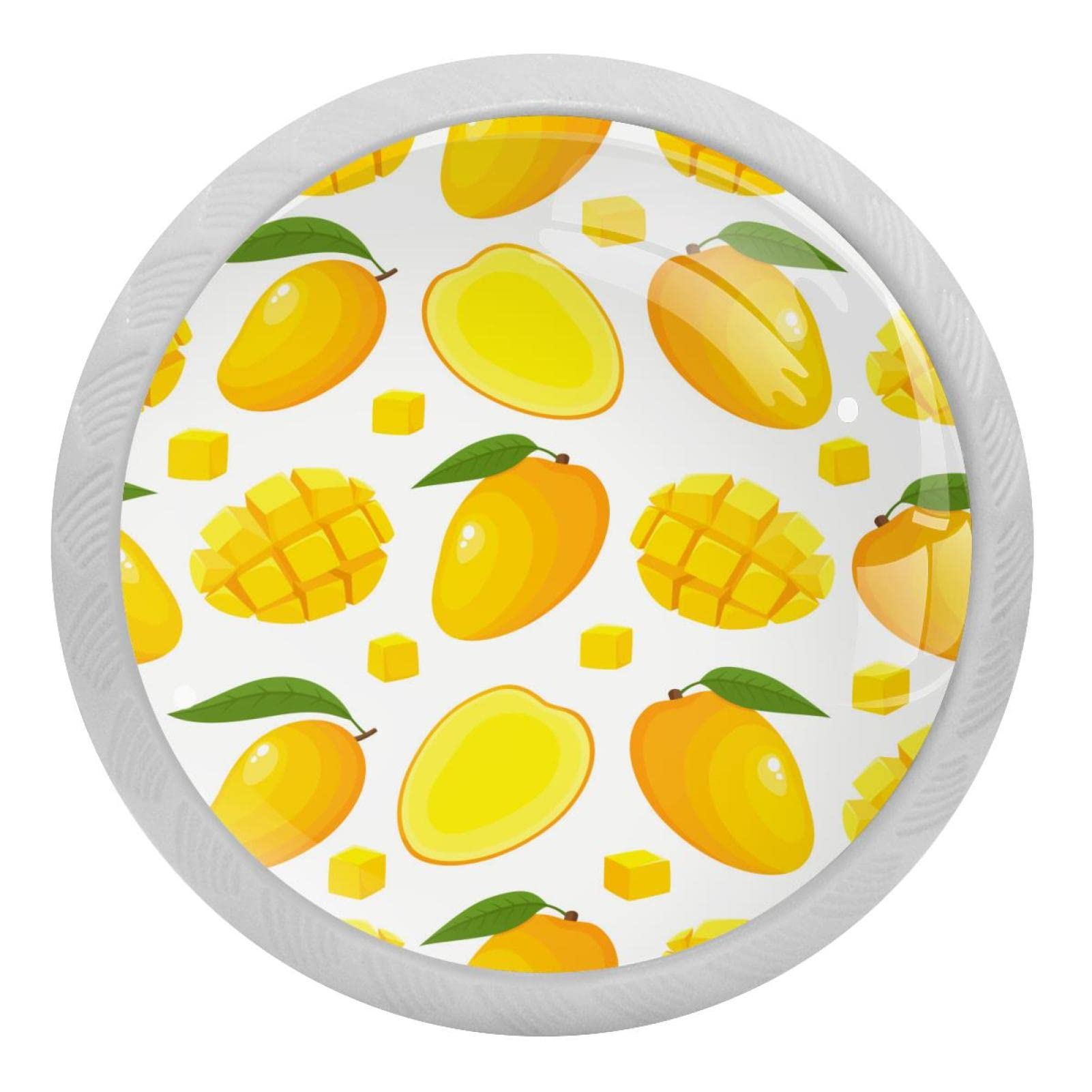 Poignées de tiroir pour cuisine et commode : lot de 4 boutons motif mangue 3,5cm