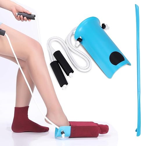 Kit de ayuda para calcetines, fácil de poner y quitar, extractores de calcetines con asas de espuma, 35 pulgadas, ajustable, extendido, mango largo,