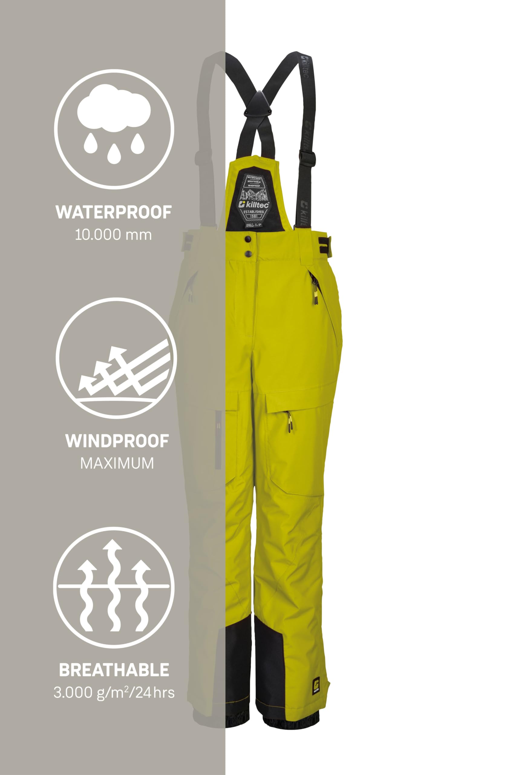 Killtec Ksw 204 Bys Ski Pnts - Pantalones de esquí/Pantalones funcionales con Peto con Cremallera, protección contra la Nieve y protección de los Bordes Niños