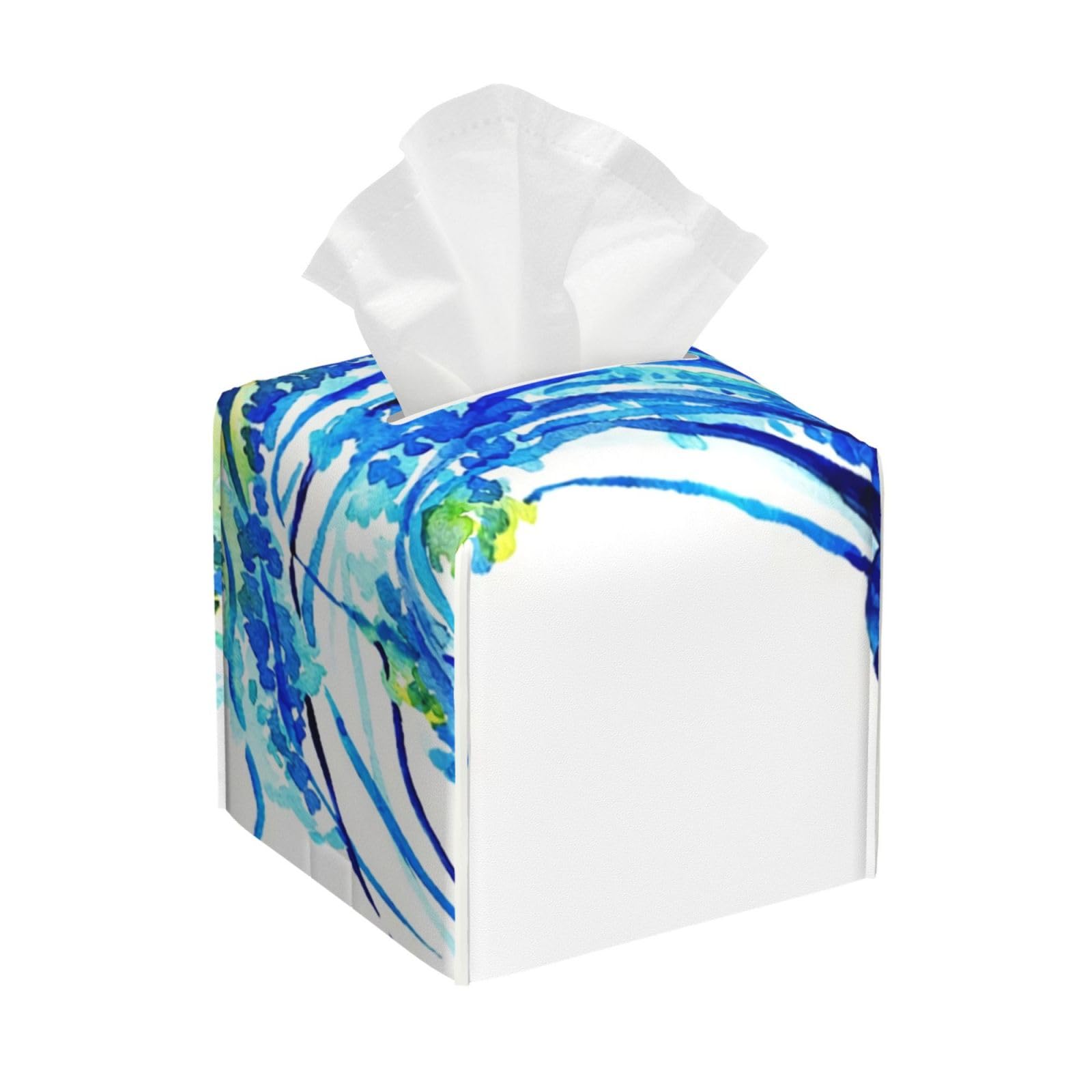 Blue Watercolor Jellyfish PVC Cube Tissue Pack for Home Office Bathroom Use