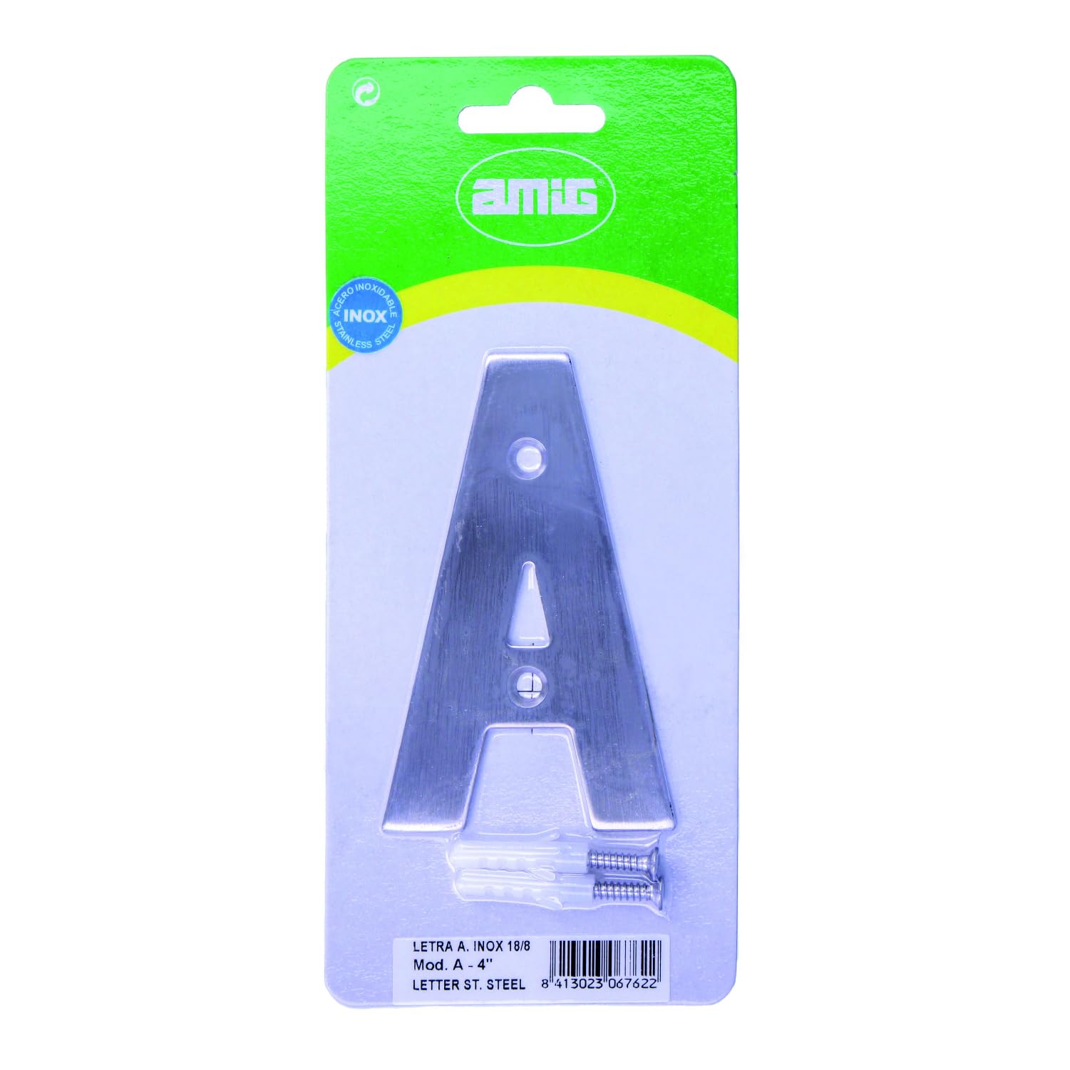 Amig - Stainless Steel Letter A for Screwing Inside and Outside, Metallic Silver, Letra A - Image 2