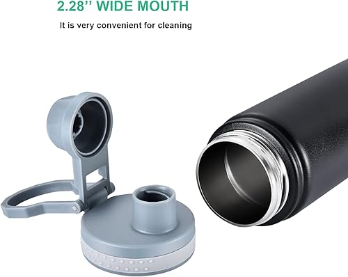 Miniatura 4 de Botella de agua aislada, botella de agua aislada al vacío, de acero inoxidable, botella deportiva de doble pared con boquilla a prueba de fugas y