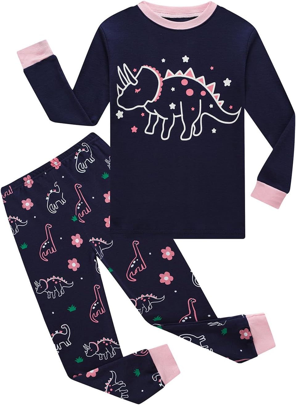 4Pieces Girls Pajamas Cotton Long Sleeve Pajamas Toddler Girls Pjs Kids Sleepwear Sets Multipack - Image 3