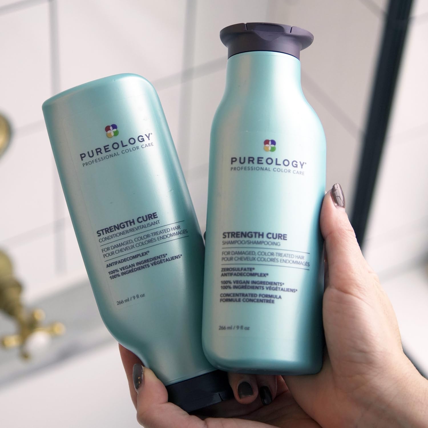 Pureology Strength Cure Shampoo - For Damaged or Color Treated Hair, Hair Strengthening & Prevents Breakage, Seals Split Ends, Vegan & Sulfate-Free - Image 8