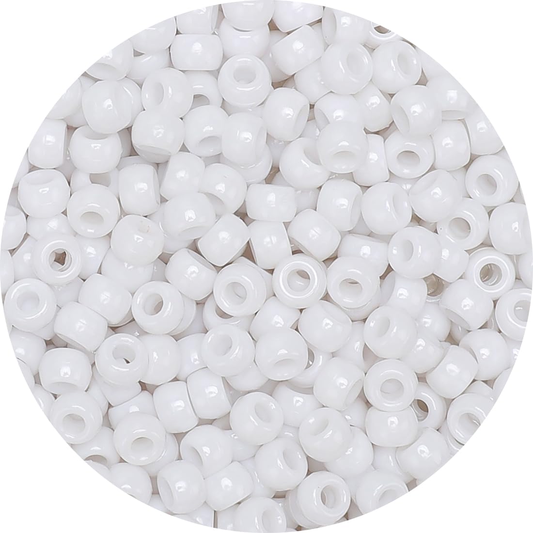 Tiehuoxia 1000+ Pony Beads for Bracelet Making, 6ร9 mm Plastic Bead, Colorful Kandi Beads for Hair Braids, Crafting, Necklace and DIY Projects (White)