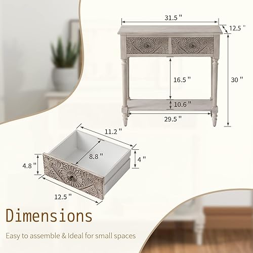 Miniatura 2 de SUNBURY Mesa consola de 31.5 pulgadas con 2 cajones, mesa de sofá estrecha, mesa de entrada larga, mesa auxiliar vintage para sala de estar, pasillo
