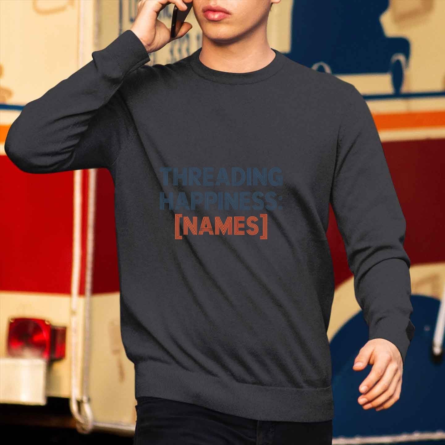Fun Group Tee with Name Collective Hobby Activity Fashion Knitting - Threading Happiness Black