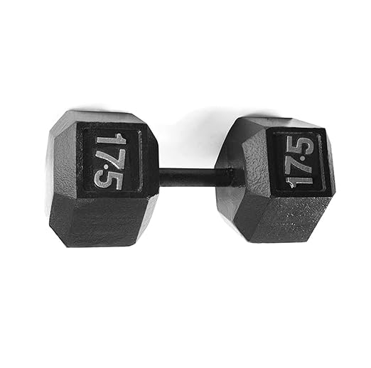Buy Amazon Brand Symactive Cast Iron Solid Hex Dumbbell, Set of 1, 17