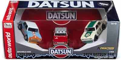 73 Datsun 510 ブルーバード 3 CAR SET☆HOスロットカー Auto World Xtraction 1973 Datsun 510 (3 Car Set) (AW